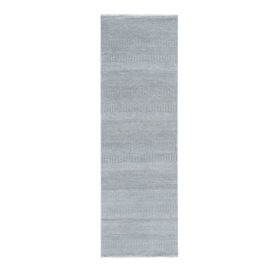 Modern and Contemporary Wool Hand Knotted Rug Grey No Border 2.7X8.0 -O078080