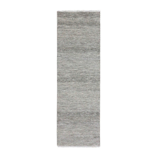 Modern and Contemporary Wool Hand Knotted Rug Grey No Border 2.7X8.0 -O079574