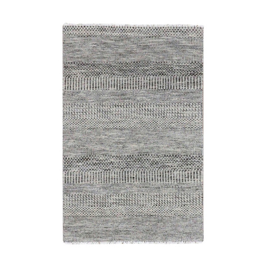 Modern and Contemporary Wool Hand Knotted Rug Grey No Border 3.0X4.9 -O079577