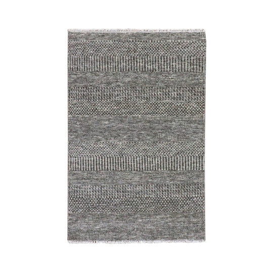 Modern and Contemporary Wool Hand Knotted Rug Grey No Border 3.0X5.0 -O079605