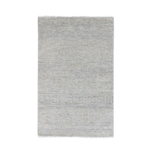 Modern and Contemporary Wool Hand Knotted Rug Grey No Border 3.0X5.3 -O079552