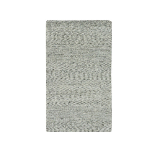 Modern and Contemporary Wool Hand Knotted Rug Grey No Border 3.0X5.6 -O079747