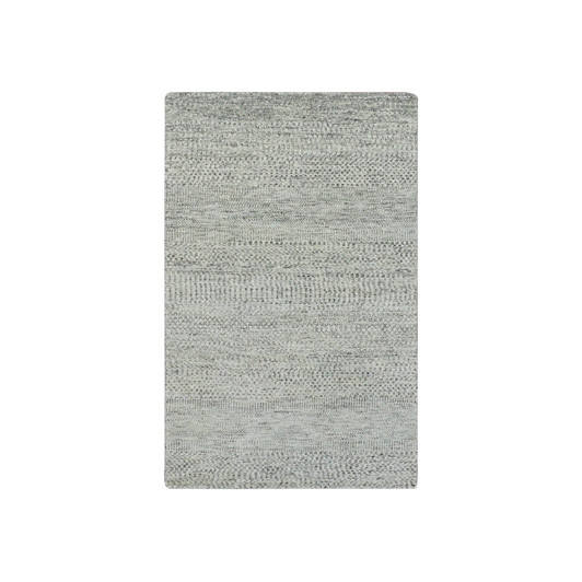Modern and Contemporary Wool Hand Knotted Rug Grey No Border 3.0X5.6 -O079748