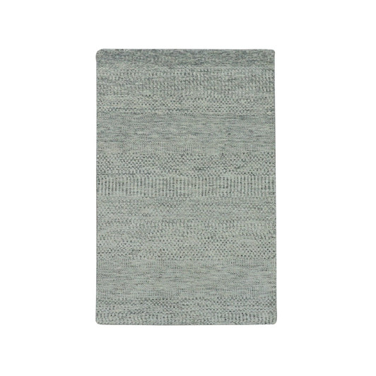 Modern and Contemporary Wool Hand Knotted Rug Grey No Border 3.0X5.6 -O079749