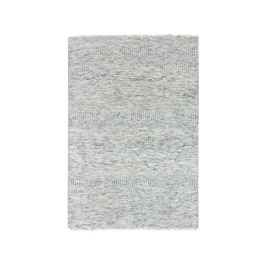 Modern and Contemporary Wool Hand Knotted Rug Grey No Border 4.0X6.4 -O079523