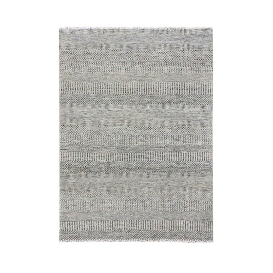 Modern and Contemporary Wool Hand Knotted Rug Grey No Border 4.2X6.1 -O079576