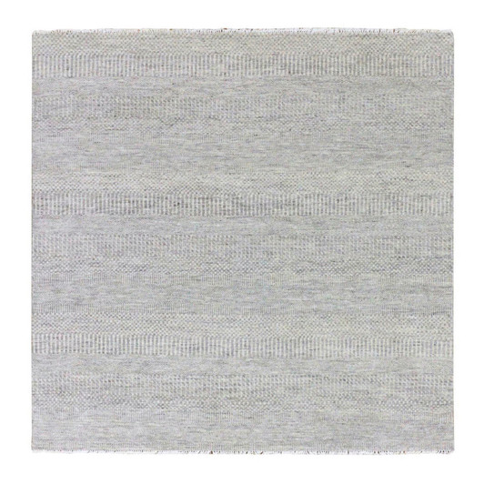 Modern and Contemporary Wool Hand Knotted Rug Grey No Border 6.0X6.1 -O079543