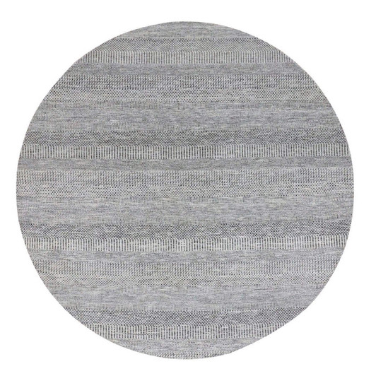 Modern and Contemporary Wool Hand Knotted Rug Grey No Border 7.9X7.9 -O079564