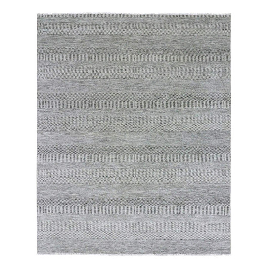 Modern and Contemporary Wool Hand Knotted Rug Grey No Border 8.0X10.0 -O079558
