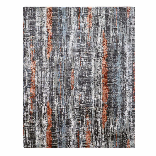 Modern and Contemporary Wool Hand Knotted Rug Grey No Border 8.0X10.1 -O083068