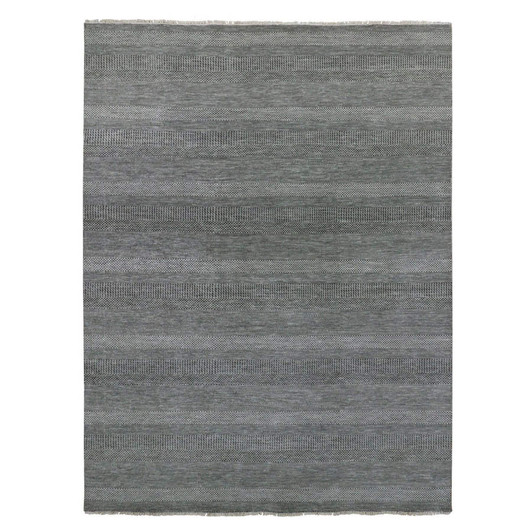 Modern and Contemporary Wool Hand Knotted Rug Grey No Border 8.11X12.0 -O079611