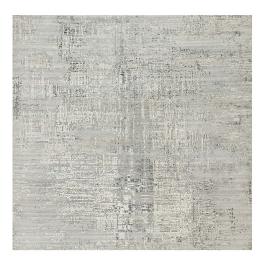 Modern and Contemporary Wool Hand Knotted Rug Grey No Border 8.1X8.0 -O090835