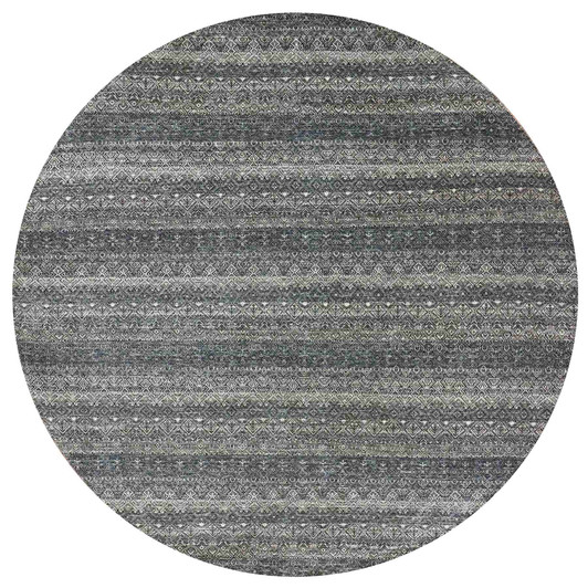 Modern and Contemporary Wool Hand Knotted Rug Grey No Border 9.11X10.0 -O079785