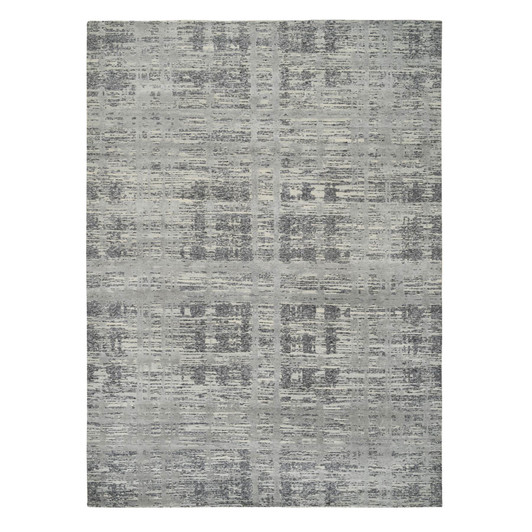 Modern and Contemporary Wool Hand Knotted Rug Grey No Border 9.2X11.10 -O064704