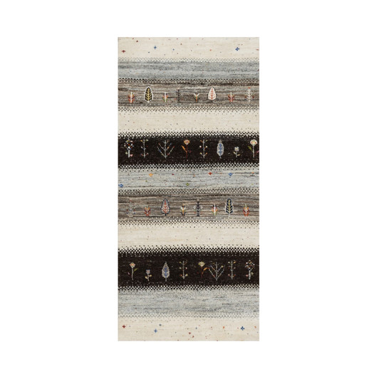 Modern and Contemporary Wool Hand Knotted Rug Ivory No Border 2.2X4.9 -O090774