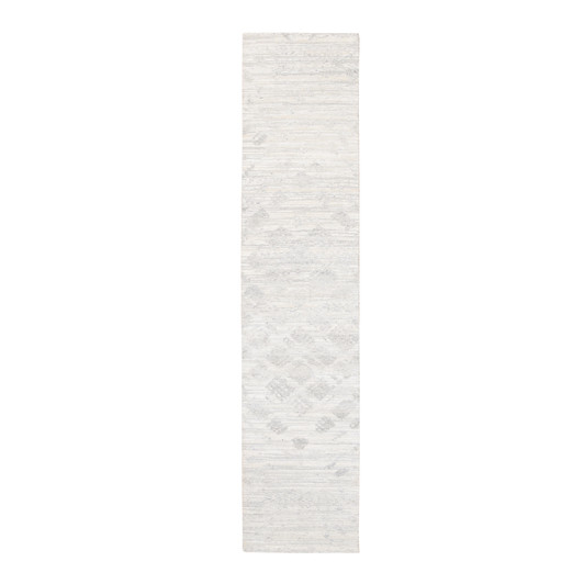 Modern and Contemporary Wool Hand Knotted Rug Ivory No Border 2.6X12.0 -O062938