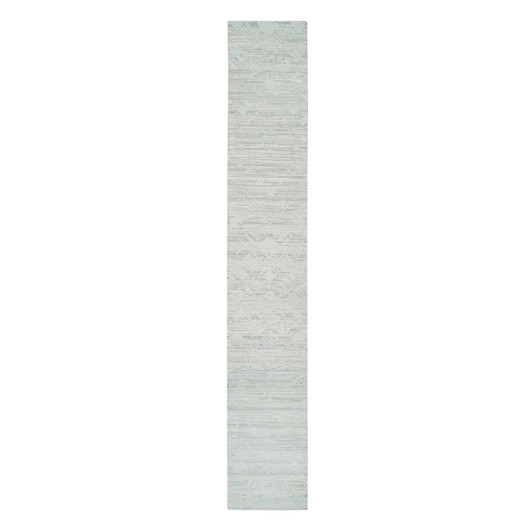 Modern and Contemporary Wool Hand Knotted Rug Ivory No Border 2.6X16.0 -O065644