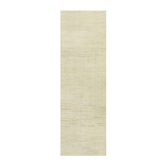Modern and Contemporary Wool Hand Knotted Rug Ivory No Border 2.6X8.1 -O090554