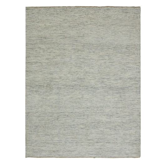 Modern and Contemporary Wool Hand Knotted Rug Ivory No Border 5.4X7.1 -O076026