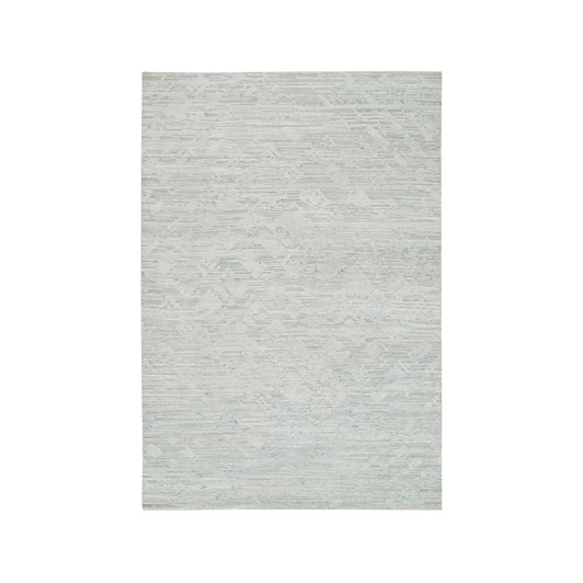 Modern and Contemporary Wool Hand Knotted Rug Ivory No Border 6.0X9.3 -O065642