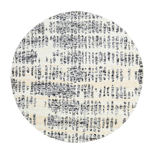 Modern and Contemporary Wool Hand Knotted Rug Ivory No Border 8.0X8.0 -O084437