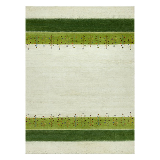 Modern and Contemporary Wool Hand Knotted Rug Ivory No Border 8.10X12.0 -O090571