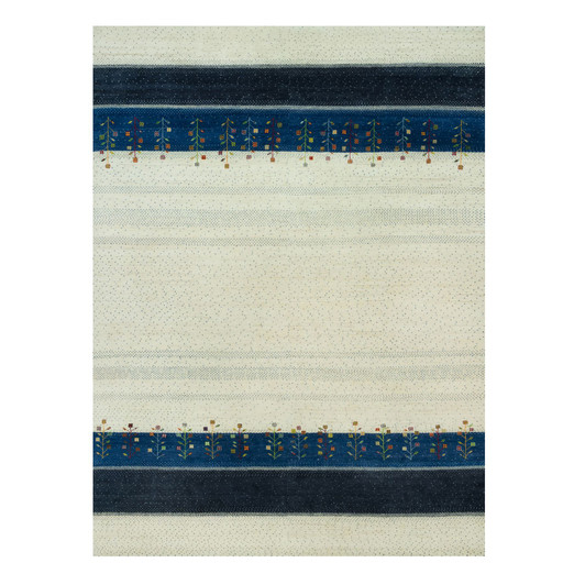 Modern and Contemporary Wool Hand Knotted Rug Ivory No Border 8.11X12.1 -O090385