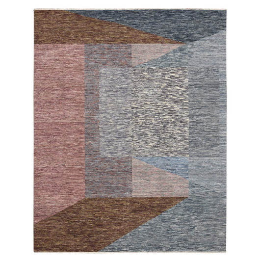 Modern and Contemporary Wool Hand Knotted Rug Multicolored No Border 8.0X10.0 -O075504
