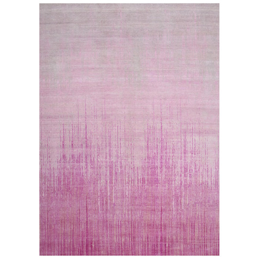 Modern and Contemporary Wool Hand Knotted Rug Pink No Border 10.0X14.3 -O075106