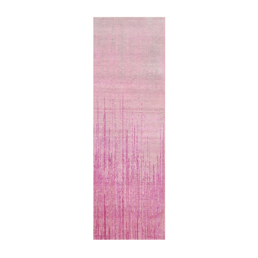 Modern and Contemporary Wool Hand Knotted Rug Pink No Border 2.7X8.3 -O075113