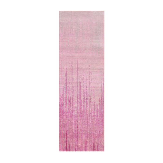 Modern and Contemporary Wool Hand Knotted Rug Pink No Border 2.7X8.4 -O075114