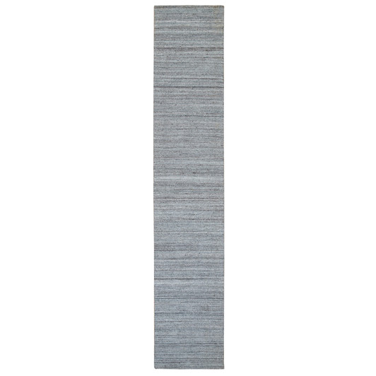 Modern and Contemporary Wool Hand Loomed Rug Grey No Border 2.7X14.0 -O065556