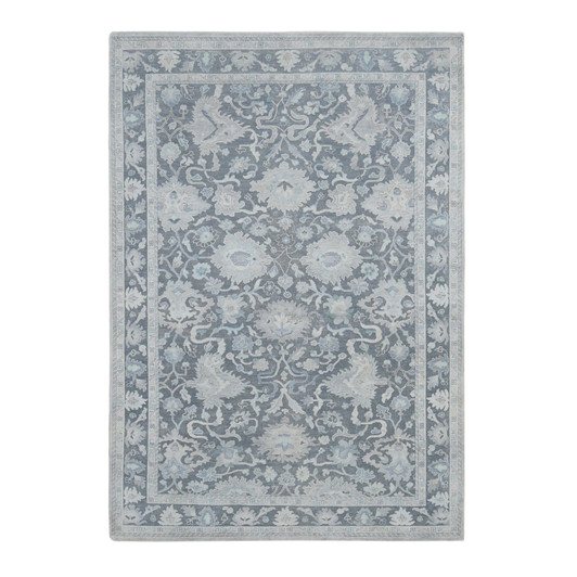 Oushak And Peshawar Wool & Silk Hand Knotted Rug Grey Gray 6.1X8.9 -O080990
