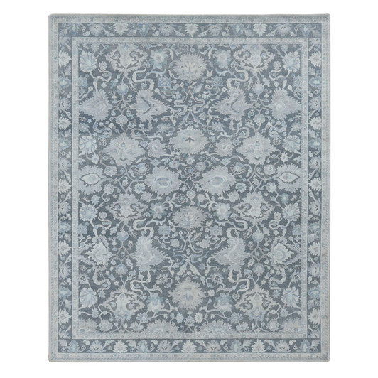 Oushak And Peshawar Wool & Silk Hand Knotted Rug Grey Gray 8.1X10.0 -O087037
