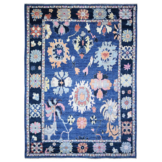 Oushak And Peshawar Wool Hand Knotted Rug Blue Blue 10.0X13.9 -O073596