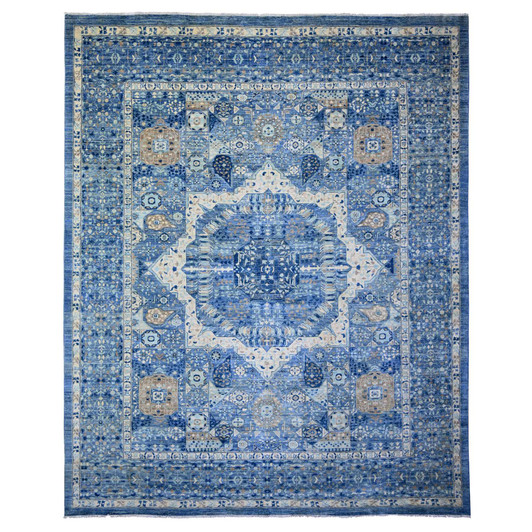 Oushak And Peshawar Wool Hand Knotted Rug Blue Blue 11.9X14.4 -O073954
