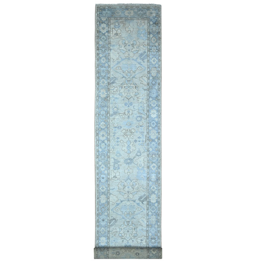 Oushak And Peshawar Wool Hand Knotted Rug Blue Blue 2.11X19.5 -O089137