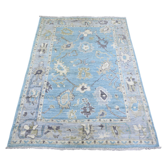 Oushak And Peshawar Wool Hand Knotted Rug Blue Blue 3.10X5.7 -O073753
