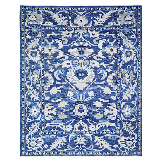 Oushak And Peshawar Wool Hand Knotted Rug Blue Blue 8.2X9.8 -O074507