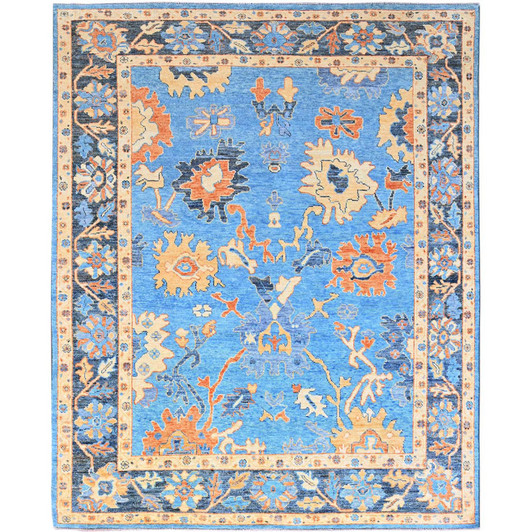 Oushak And Peshawar Wool Hand Knotted Rug Blue Blue 8.4X10.5 -O086504
