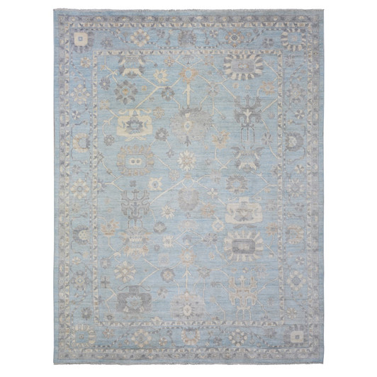 Oushak And Peshawar Wool Hand Knotted Rug Blue Blue 9.1X11.10 -O072812
