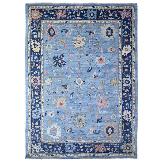 Oushak And Peshawar Wool Hand Knotted Rug Blue Blue 9.9X13.5 -O088073