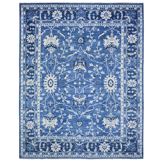 Oushak And Peshawar Wool Hand Knotted Rug Blue Navy Blue 11.8X14.4 -O073716