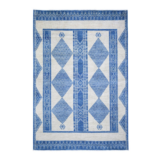 Oushak And Peshawar Wool Hand Knotted Rug Blue No Border 6.1X9.1 -O074255