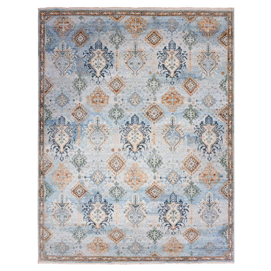 Oushak And Peshawar Wool Hand Knotted Rug Blue No Border 9.0X11.10 -O075323