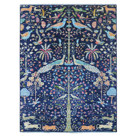 Oushak And Peshawar Wool Hand Knotted Rug Blue No Border 9.0X12.0 -O079935