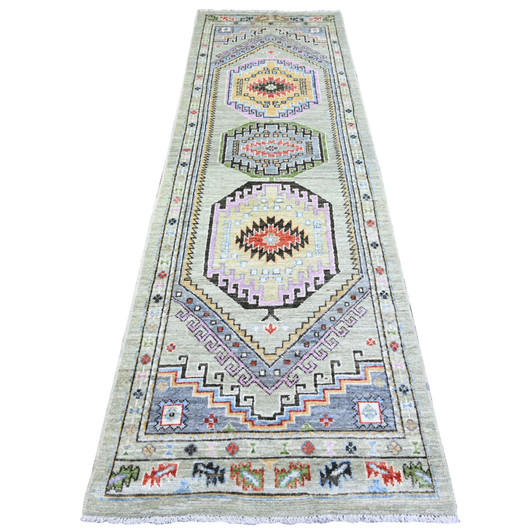 Oushak And Peshawar Wool Hand Knotted Rug Brown Brown 3.0X10.0 -O073536