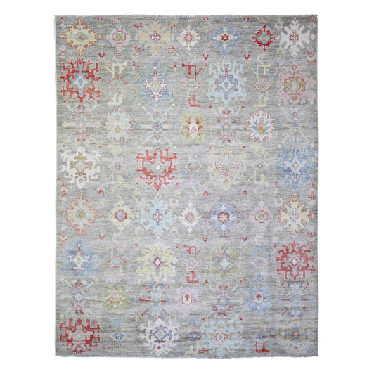 Oushak And Peshawar Wool Hand Knotted Rug Brown Gray 8.1X10.8 -O073188