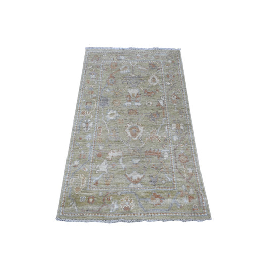 Oushak And Peshawar Wool Hand Knotted Rug Green Green 2.10X4.11 -O089576