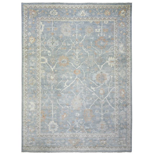 Oushak And Peshawar Wool Hand Knotted Rug Grey Blue 12.0X16.0 -O072003
